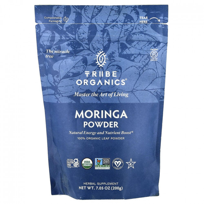 Tribe Organics, порошок моринги, 7,05 унций (200 г)