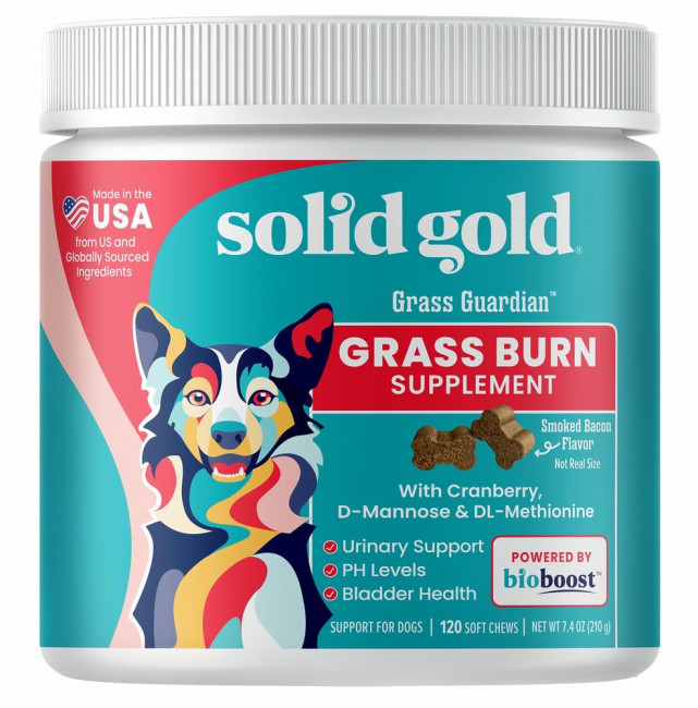 Solid Gold, Grass Guardian™, добавка от жжения травы для собак, копченый бекон, 120 мягких жевательных таблеток, 216 г (7,6 унций)
