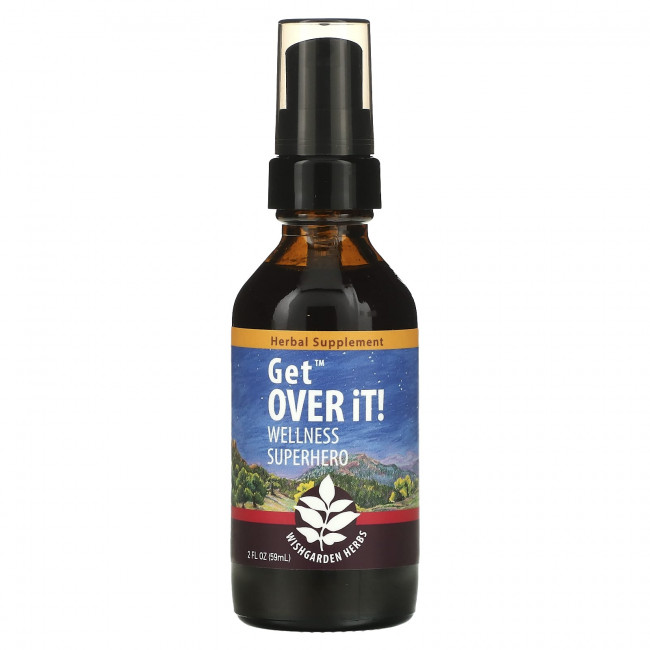 WishGarden Herbs, Get Over It, Wellness Superhero, 59 мл (2 жидк. Унции) WishGarden Herbs, Get Over It, Wellness Superhero, 59 мл (2 жидк. Унции)