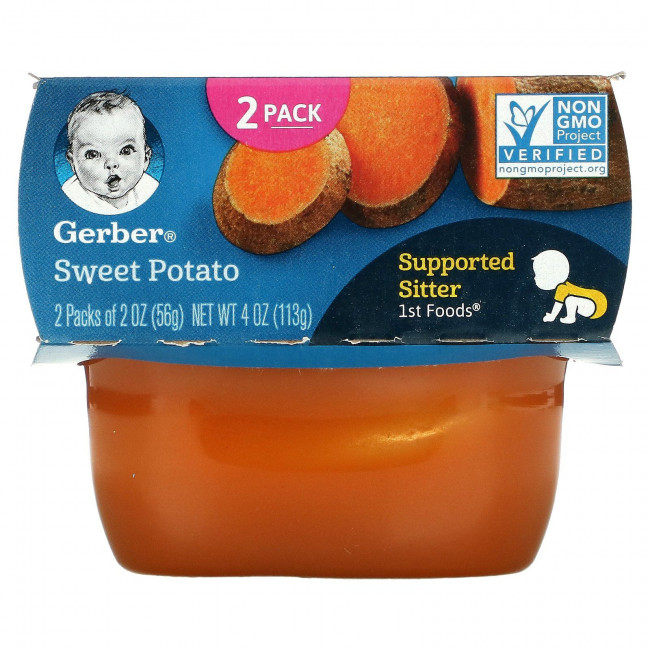 Gerber, Батат, 2 упаковки по 56 г (2 унции) каждая Gerber, Батат, 2 упаковки по 56 г (2 унции) каждая
