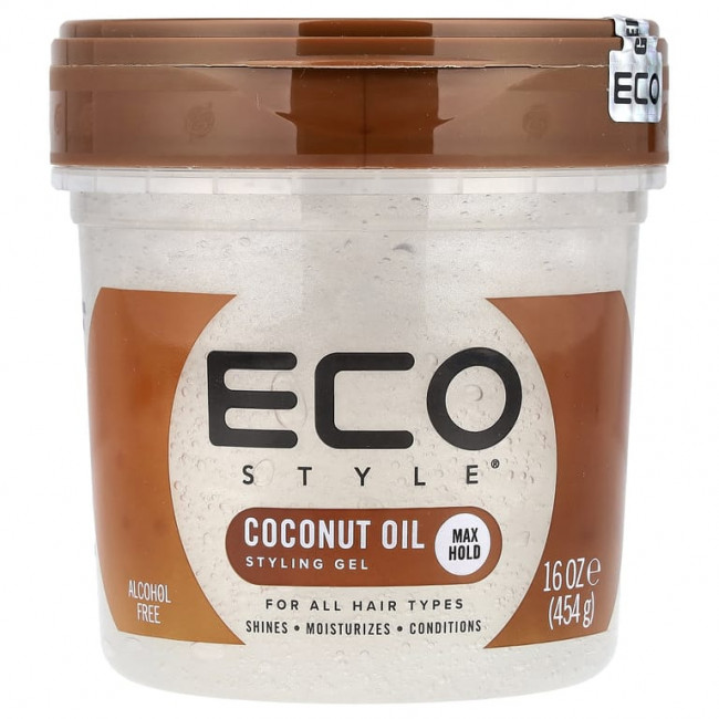 Eco Style, гель для укладки волос, максимальная фиксация, для всех типов волос, кокосовое масло, 454 г (16 унций)