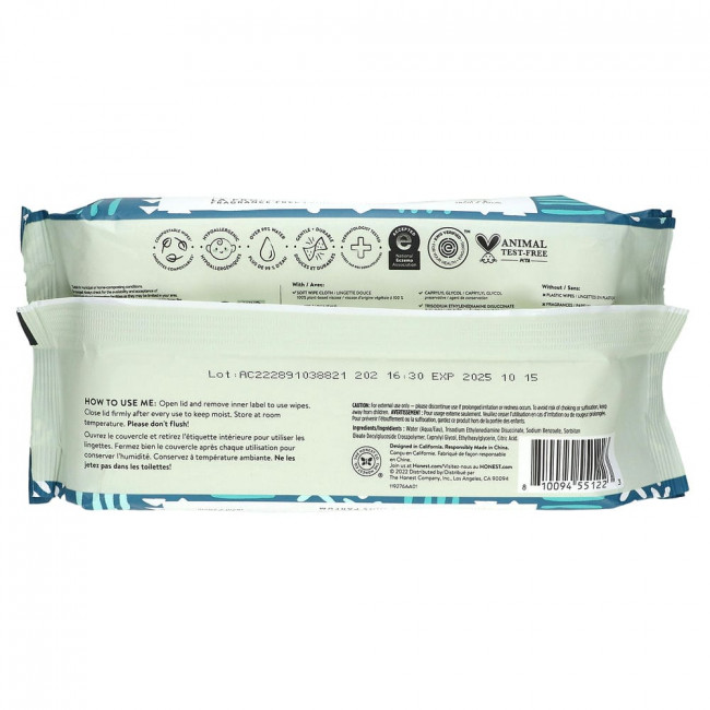 The Honest Company, Салфетки Sensitive Clean Conscious, без отдушек, 60 салфеток
