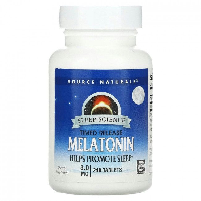Source Naturals, Мелатонин, медленное высвобождение, 3 мг, 240 таблеток Source Naturals, Мелатонин, медленное высвобождение, 3 мг, 240 таблеток
