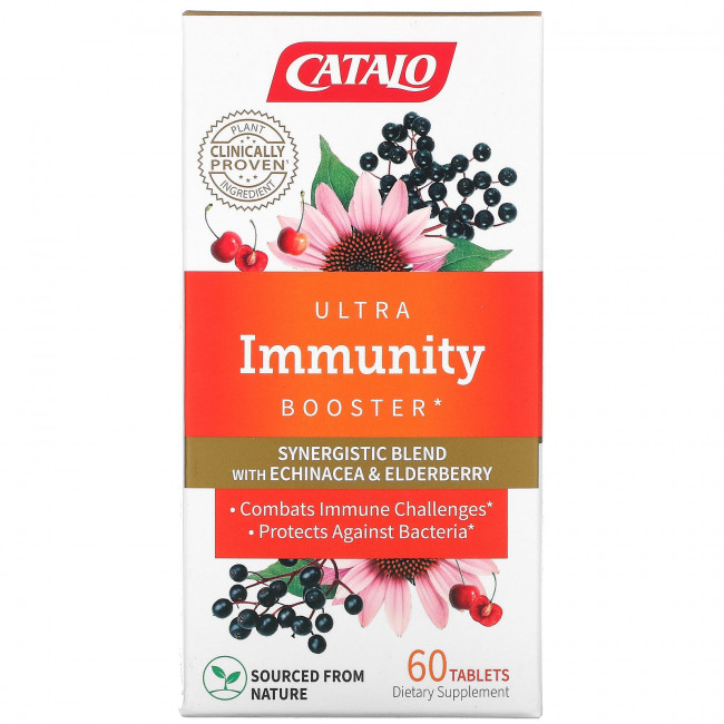 Catalo Naturals, Ultra Immunity Booster, смесь эхинацеи и бузины, 60 таблеток Catalo Naturals, Ultra Immunity Booster, смесь эхинацеи и бузины, 60 таблеток
