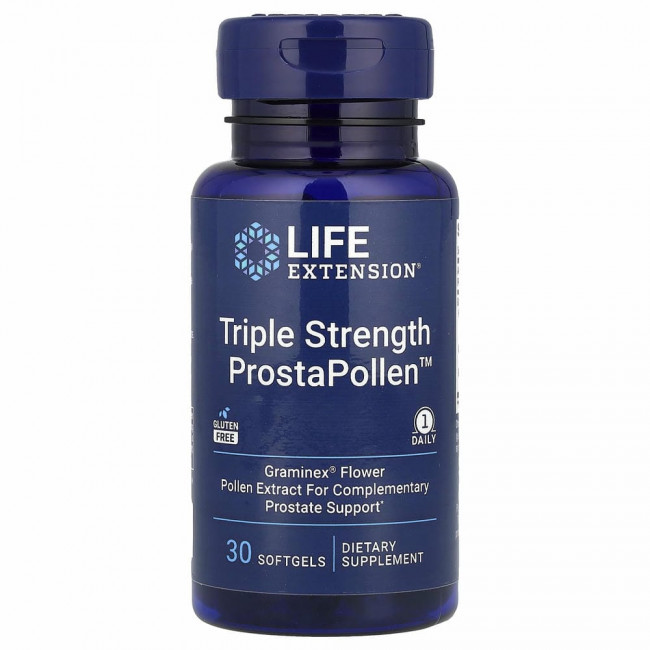 Life Extension, Triple Strength ProstaPollen, добавка для мужского здоровья с тройной силой, 30 капсул Life Extension, Triple Strength ProstaPollen, добавка для мужского здоровья с тройной силой, 30 капсул