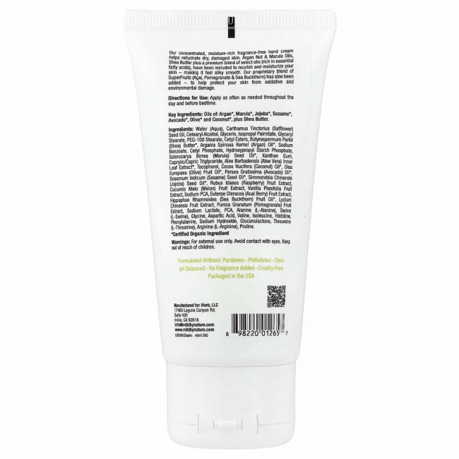 Mild By Nature, крем для рук с аргановым маслом, маруловым маслом и маслом ши, без запаха, 71 г (2,5 унции)