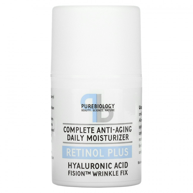 Pure Biology, Комплексное омолаживающее ежедневное увлажняющее средство, Retinol Plus, 1,7 жидк. Унции Pure Biology, Комплексное омолаживающее ежедневное увлажняющее средство, Retinol Plus, 1,7 жидк. Унции