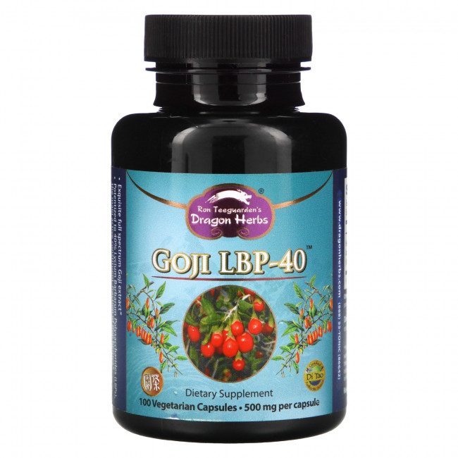 Dragon Herbs, Goji LBP-40, 500 мг, 100 вегетарианских капсул Dragon Herbs, Goji LBP-40, 500 мг, 100 вегетарианских капсул