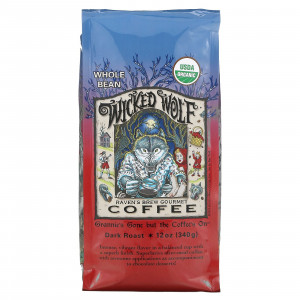 Raven's Brew Coffee, Wicked Wolf Coffee, органический, цельные зерна, темная обжарка, 340 г (12 унций)