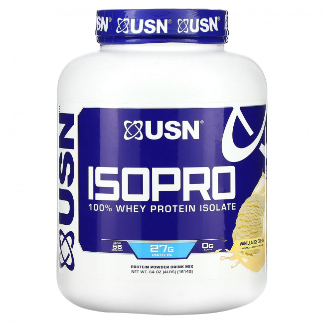 USN, IsoPro, 100% изолят сывороточного протеина, ванильное мороженое, 1814 г (4 фунта) USN, IsoPro, 100% изолят сывороточного протеина, ванильное мороженое, 1814 г (4 фунта)