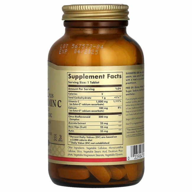 Solgar, Ester-C Plus, витамин C, 1000 мг, 90 таблеток