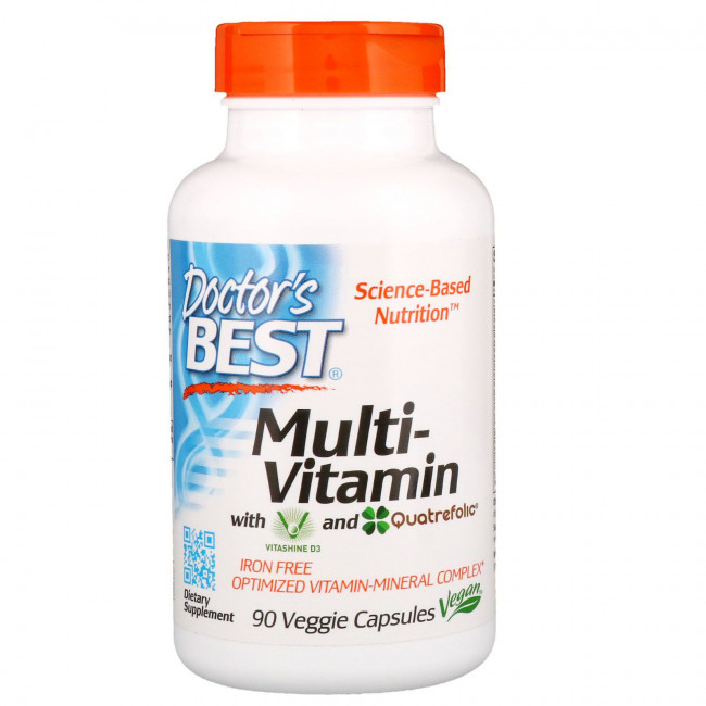 Doctor's Best, мультивитаминный комплекс с Vitashine D3 и Quatrefolic, 90 растительных капсул Doctor's Best, мультивитаминный комплекс с Vitashine D3 и Quatrefolic, 90 растительных капсул