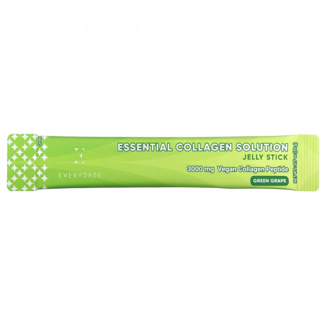 Everydaze, Essential Collagen Solution, желе в стиках, зеленый виноград, 3000 мг, 10 стиков по 20 г (0,7 унции)