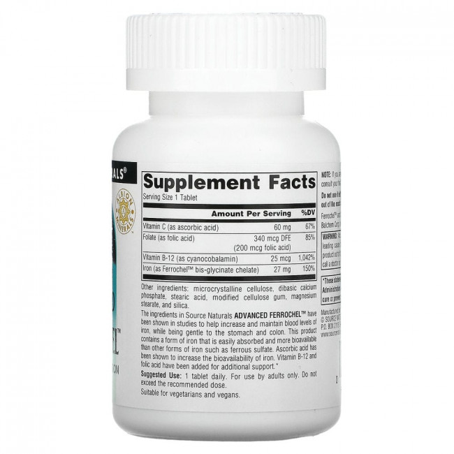 Source Naturals, Advanced Ferrochel, улучшенная формула, 180 таблеток Source Naturals, Advanced Ferrochel, улучшенная формула, 180 таблеток
