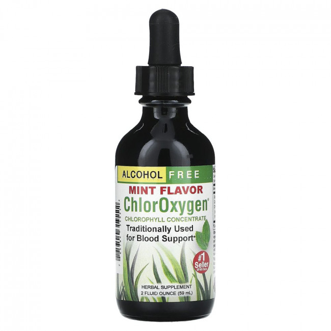 Herbs Etc., ChlorOxygen, концентрат хлорофилла, без спирта, мята, 2 ж. унц. (59 мл)