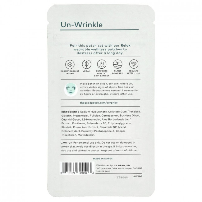 «The Good Patch», «Un-Wrinkle», «4 Patches» «The Good Patch», «Un-Wrinkle», «4 Patches»