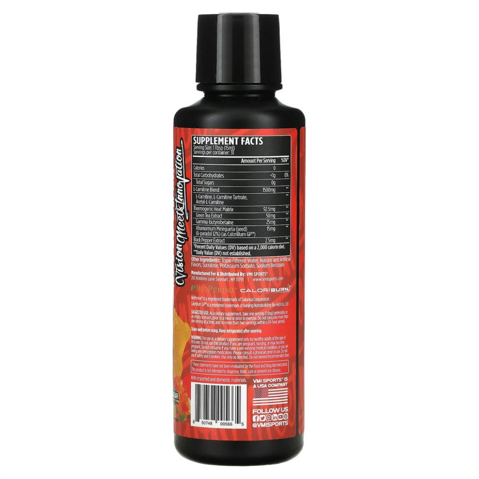 VMI Sports, L-Carnitine 1500 Heat, Gummy Bear, 16 fl oz (473 ml) c    iHerb.com