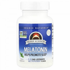 Source Naturals, Мелатонин, перечная мята, 2,5 мг, 240 пастилок Source Naturals, Мелатонин, перечная мята, 2,5 мг, 240 пастилок