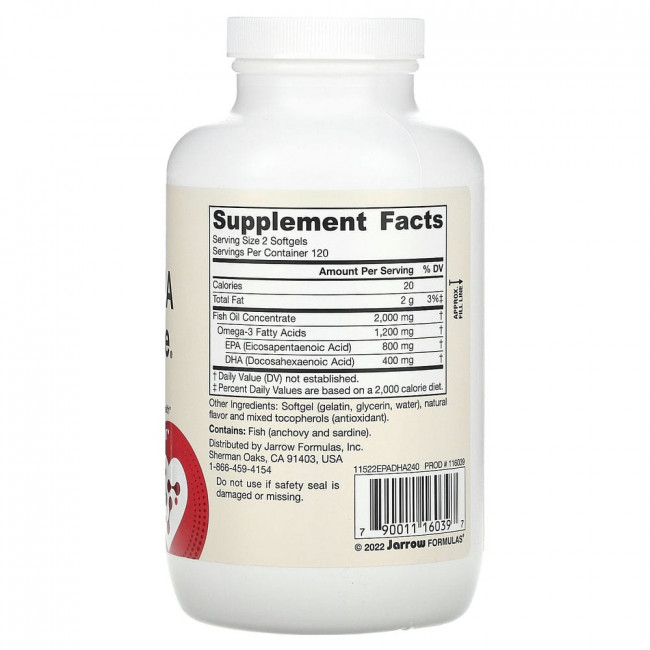 Jarrow Formulas, EPA-DHA Balance, 240 мягких таблеток