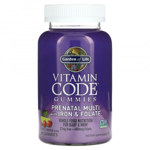 Garden of Life, Vitamin Code, жевательные таблетки для беременных, мультивитамины с железом и фолатом, вишневый лимонад, 90 жевательных таблеток