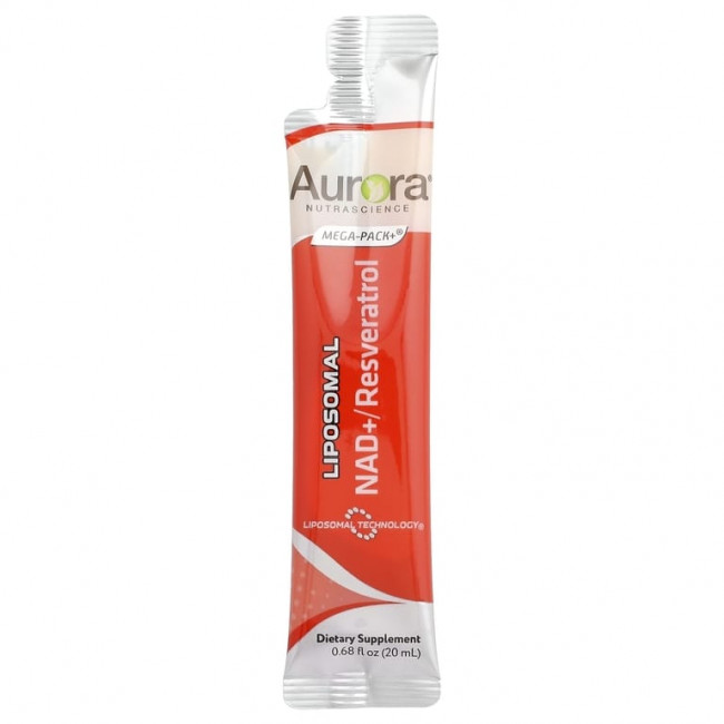Aurora Nutrascience, Mega-Pack + ®, липосомальный НАД + / ресвератрол, 10 пакетиков по 20 мл (0,68 жидк. Унции)