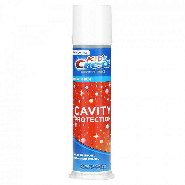 Crest, Kids, защита кариеса, фторсодержащая зубная паста от кариеса, Sparkle Fun, 119 г (4,2 унции) Crest, Kids, защита кариеса, фторсодержащая зубная паста от кариеса, Sparkle Fun, 119 г (4,2 унции)