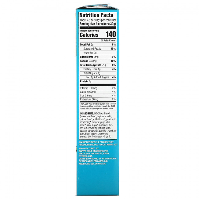 Mary's Gone Crackers, Крекеры Real Thin Crackers, морская соль, 141 г Mary's Gone Crackers, Крекеры Real Thin Crackers, морская соль, 141 г