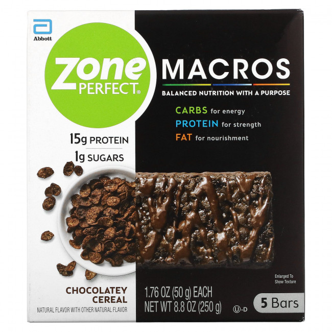 ZonePerfect, MACROS Bars, шоколадные батончики, 5 батончиков по 50 г (1,76 унции) ZonePerfect, MACROS Bars, шоколадные батончики, 5 батончиков по 50 г (1,76 унции)