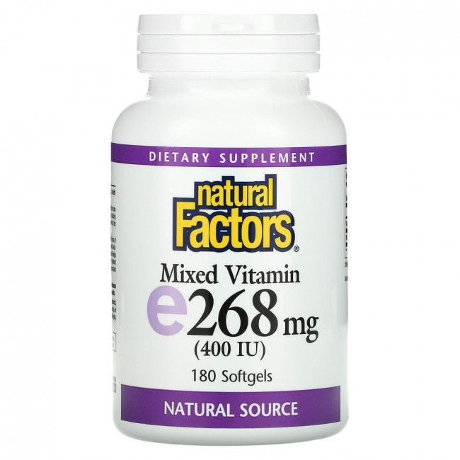 Natural Factors, смесь витаминов E, 268 мг (400 МЕ), 180 капсул