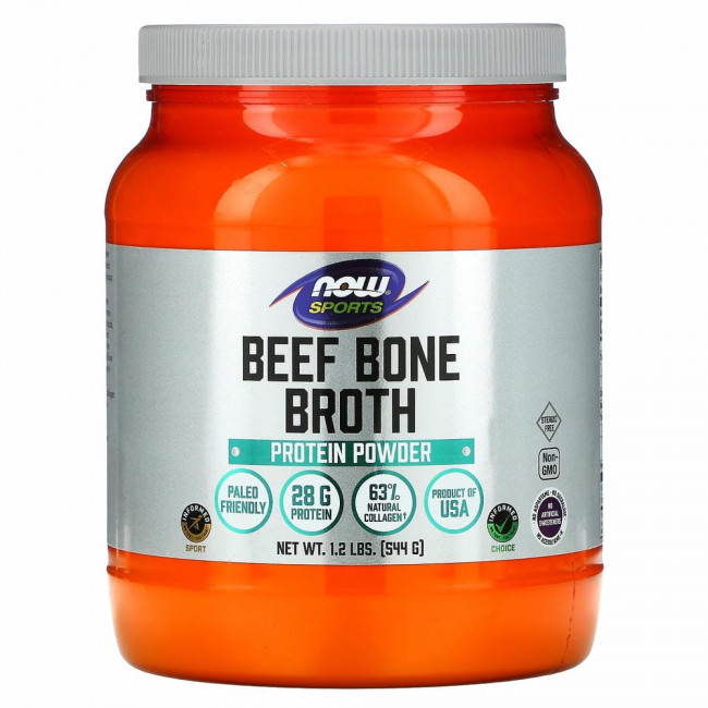 NOW Foods, Sports, протеиновый порошок из говяжьего костного бульона, 544 г (1,2 фунта)
