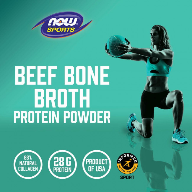 NOW Foods, Sports, протеиновый порошок из говяжьего костного бульона, 544 г (1,2 фунта)