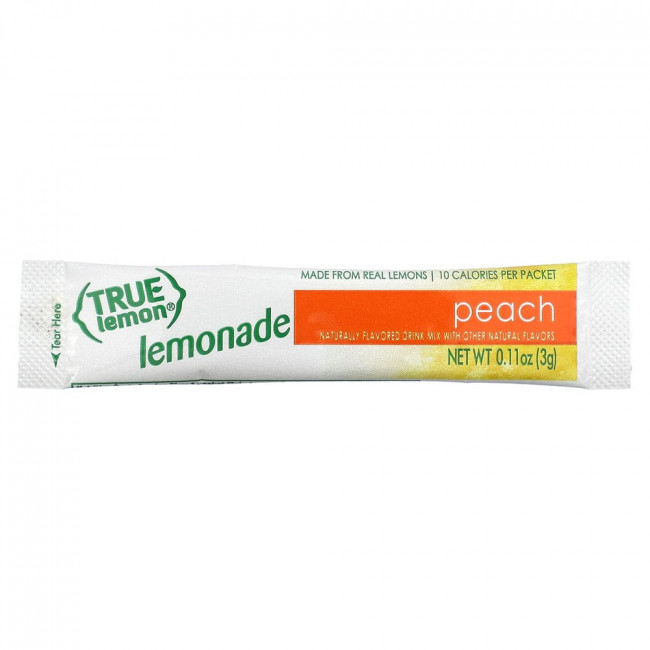 True Citrus, True Lemon, лимонад, персик, 10 пакетиков по 3 г (0,11 унции)