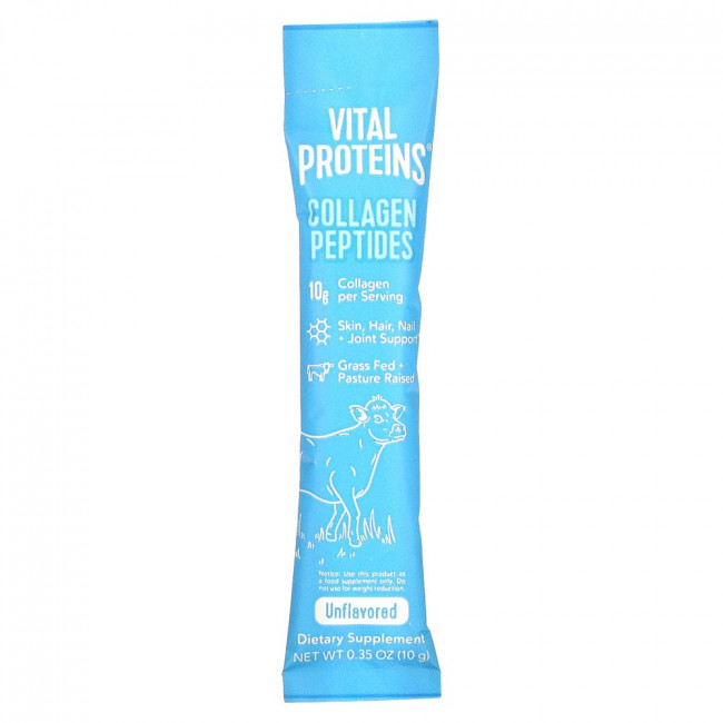Vital Proteins, пептиды коллагена, без вкуса, 20 пакетиков, весом 10 г (0,35 унции) каждый Vital Proteins, пептиды коллагена, без вкуса, 20 пакетиков, весом 10 г (0,35 унции) каждый