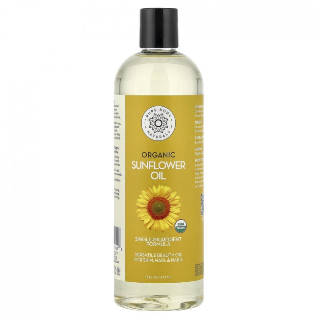 Pure Body Naturals, органическое подсолнечное масло, 473 мл (16 жидких унций)