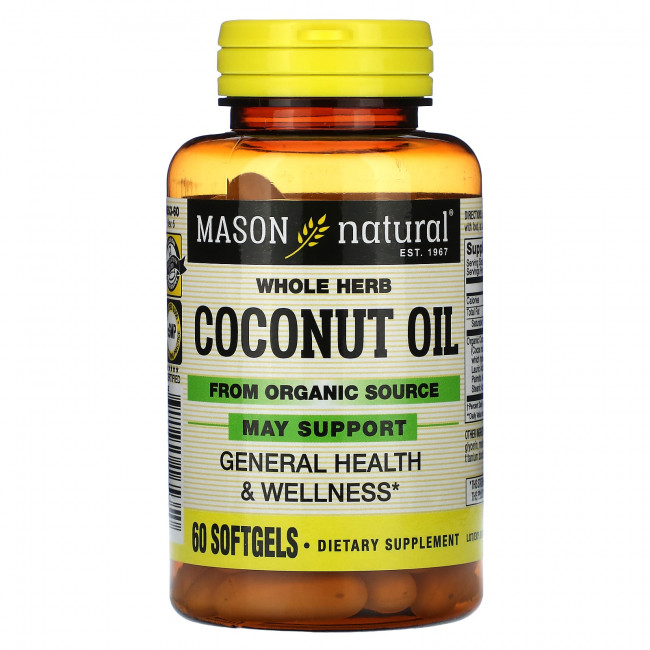 Mason Natural, Whole Herb Coconut Oil, 60 Softgels Mason Natural, Whole Herb Coconut Oil, 60 Softgels