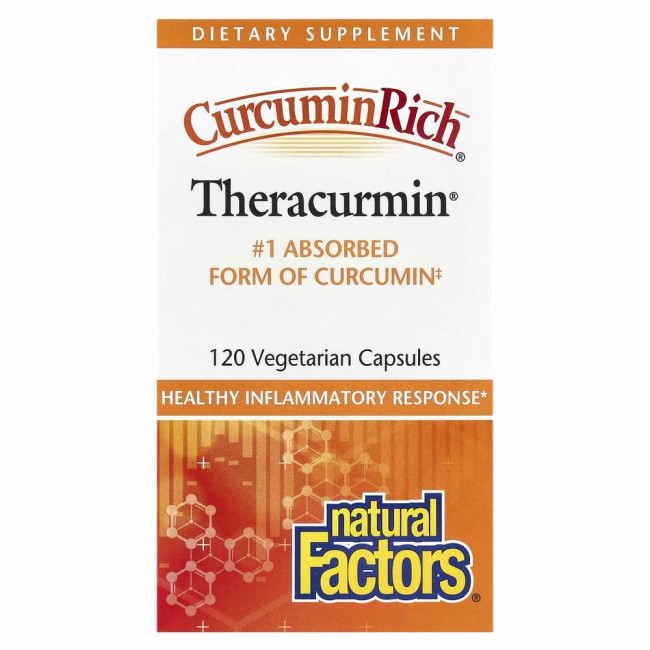 Natural Factors, CurcuminRich, Theracurmin, куркумин, 120 растительных капсул Natural Factors, CurcuminRich, Theracurmin, куркумин, 120 растительных капсул