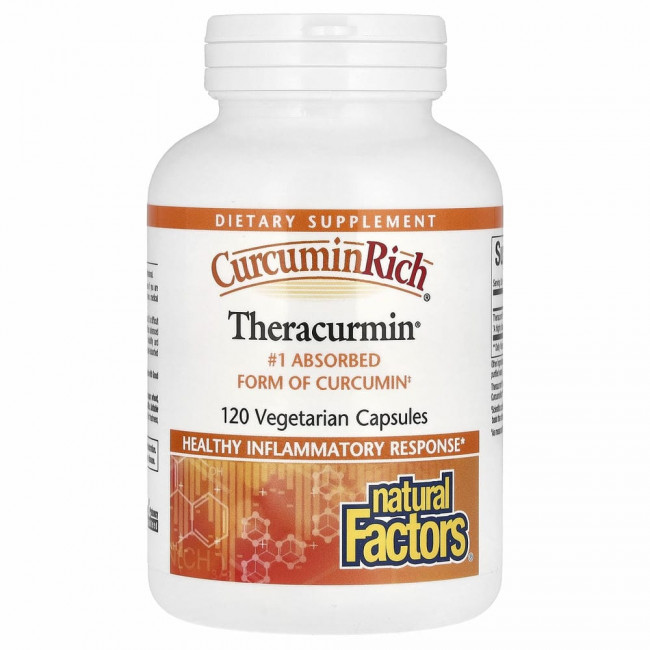 Natural Factors, CurcuminRich, Theracurmin, куркумин, 120 растительных капсул Natural Factors, CurcuminRich, Theracurmin, куркумин, 120 растительных капсул