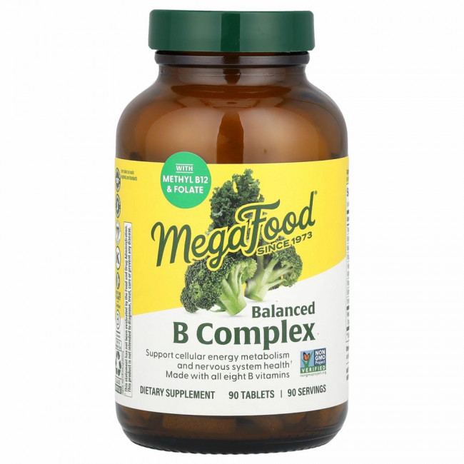 MegaFood, сбалансированный комплекс витаминов группы В, 90 таблеток