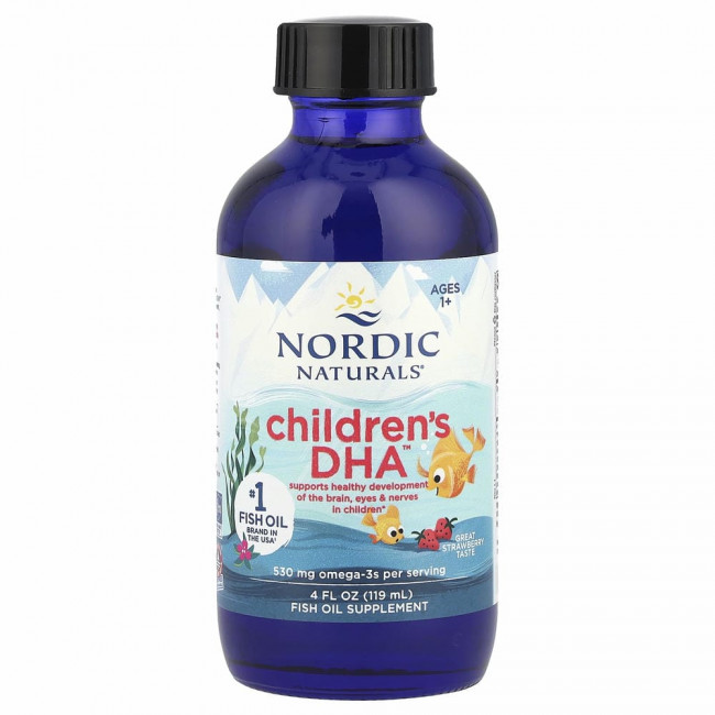 Nordic Naturals, ДГК для детей от 1 до 6 лет, со вкусом клубники, 530 мг, 119 мл (4 жидк. унции) Nordic Naturals, ДГК для детей от 1 до 6 лет, со вкусом клубники, 530 мг, 119 мл (4 жидк. унции)