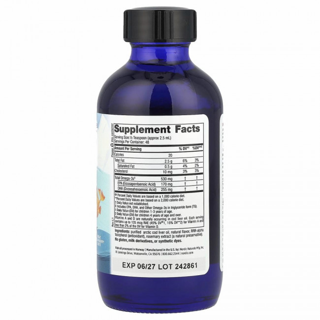 Nordic Naturals, ДГК для детей от 1 до 6 лет, со вкусом клубники, 530 мг, 119 мл (4 жидк. унции) Nordic Naturals, ДГК для детей от 1 до 6 лет, со вкусом клубники, 530 мг, 119 мл (4 жидк. унции)