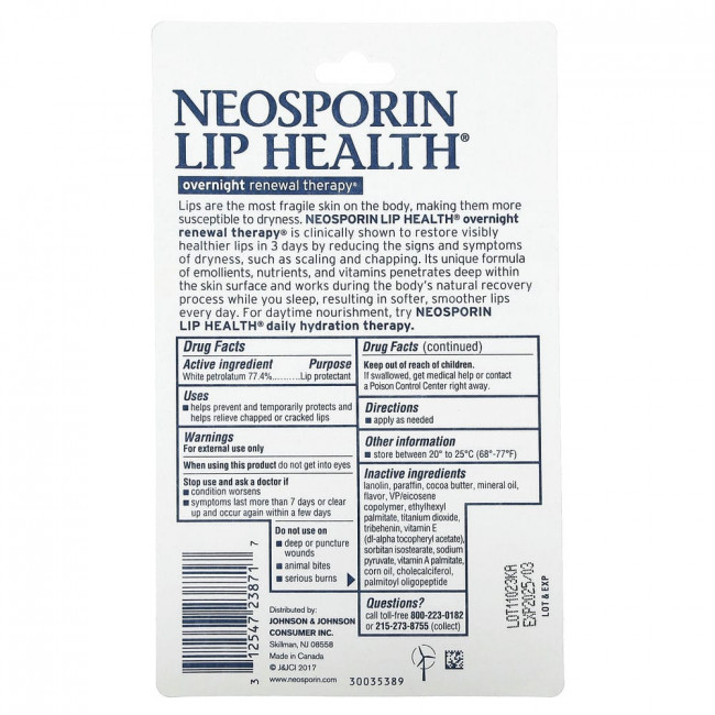 Neosporin, Обновляющая ночная терапия, бальзам для губ из белого вазелина, 0,27 унции (7,7 г) Neosporin, Обновляющая ночная терапия, бальзам для губ из белого вазелина, 0,27 унции (7,7 г)