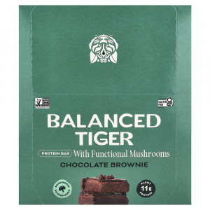 Balanced Tiger, протеиновый батончик со вкусом шоколадного брауни, 12 батончиков по 44 г каждый.