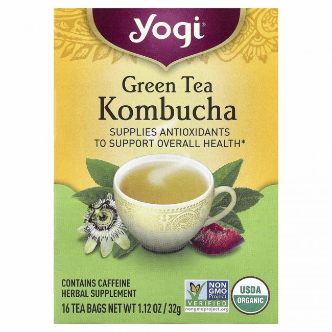 Yogi Tea, зеленый чай комбуча, 16 чайных пакетиков, 32 г (1,12 унции) Yogi Tea, зеленый чай комбуча, 16 чайных пакетиков, 32 г (1,12 унции)