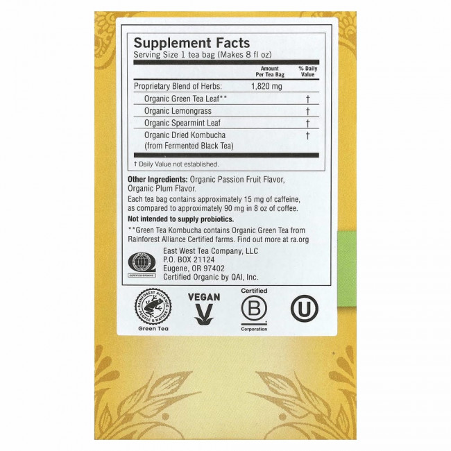 Yogi Tea, зеленый чай комбуча, 16 чайных пакетиков, 32 г (1,12 унции) Yogi Tea, зеленый чай комбуча, 16 чайных пакетиков, 32 г (1,12 унции)