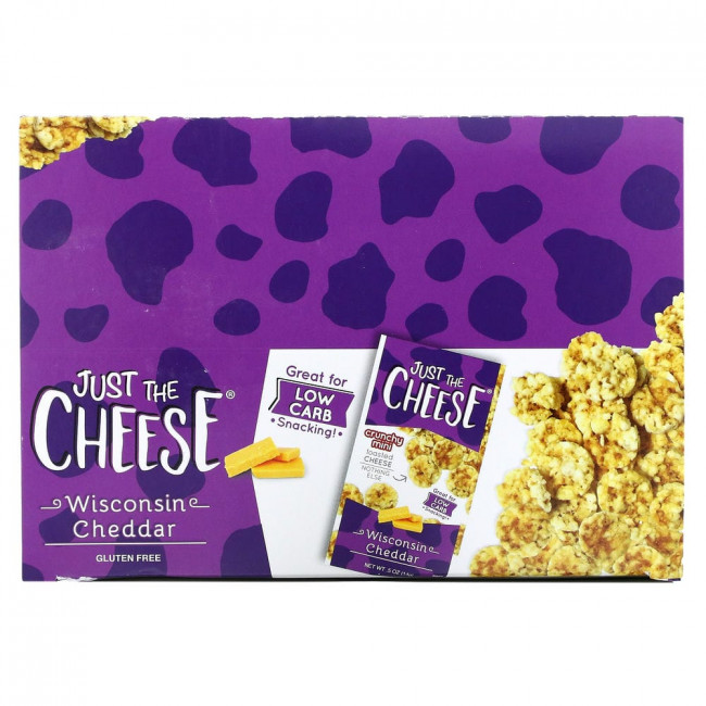Just The Cheese, Crunchy Mini Toasted Cheese, висконсинский чеддер, 16 пакетиков по 14 г (0,5 унции)