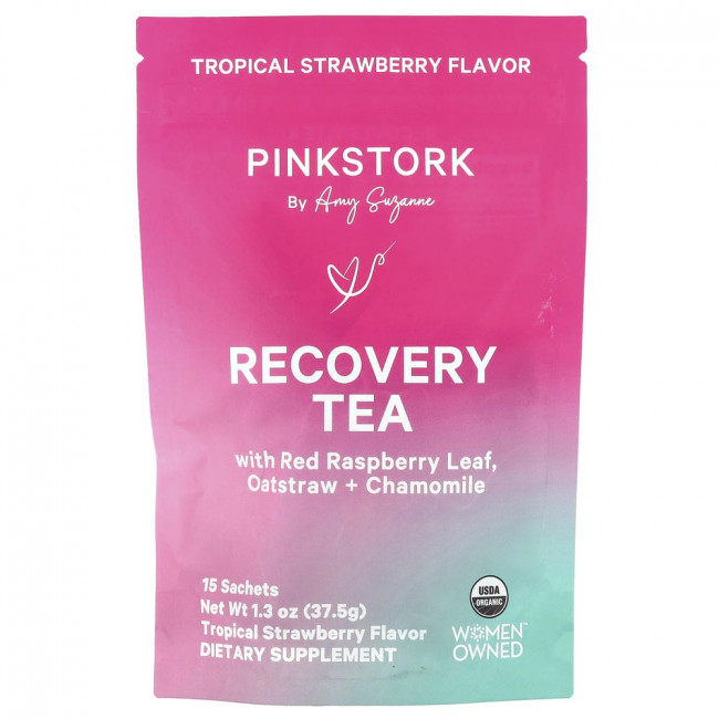 Чай для восстановления организма Pink Stork со вкусом тропической клубники, 15 пакетиков, 37,5 г (1,3 унции)