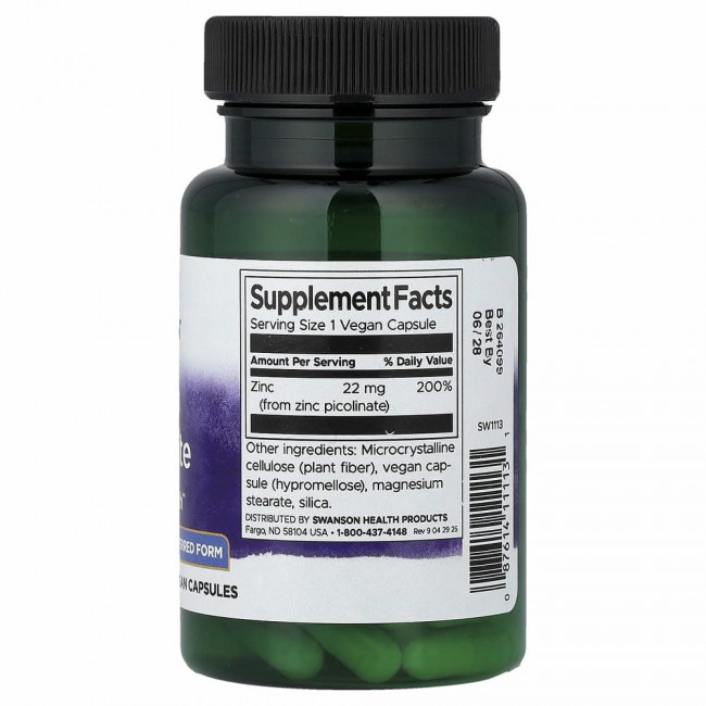 Swanson, Zinc Picolinate, Immune Health, 22 mg, 60 Capsules