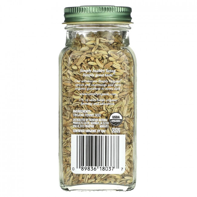 Simply Organic, Семена фенхеля, 1,90 унции (54 г) Simply Organic, Семена фенхеля, 1,90 унции (54 г)