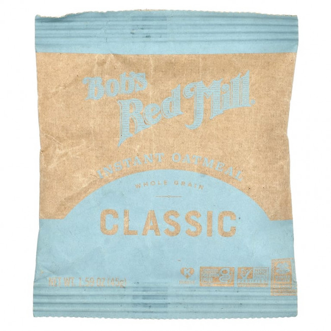 Bob's Red Mill, Овсянка быстрого приготовления, цельнозерновые, классические, 6 пакетиков по 45 г (1,59 унции)