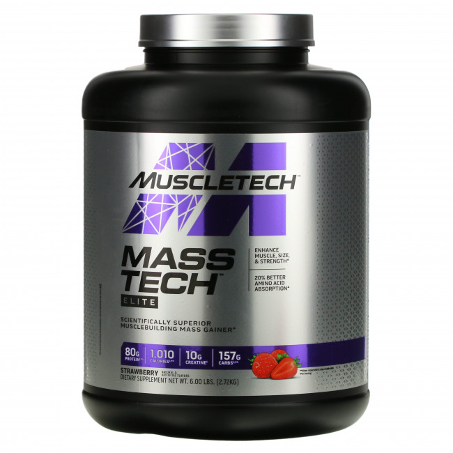 MuscleTech, Mass Tech Elite, клубника, 2,72 кг (6 фунтов) MuscleTech, Mass Tech Elite, клубника, 2,72 кг (6 фунтов)